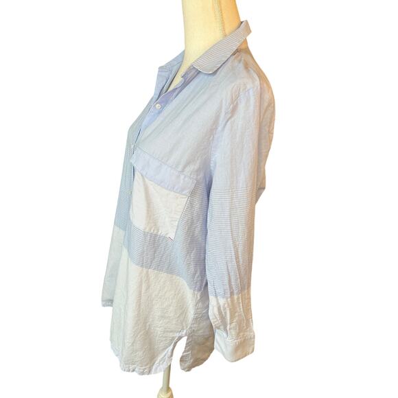 Zara basic collection blue stripe button down dress shirt casual preppy neutral - Picture 3 of 8